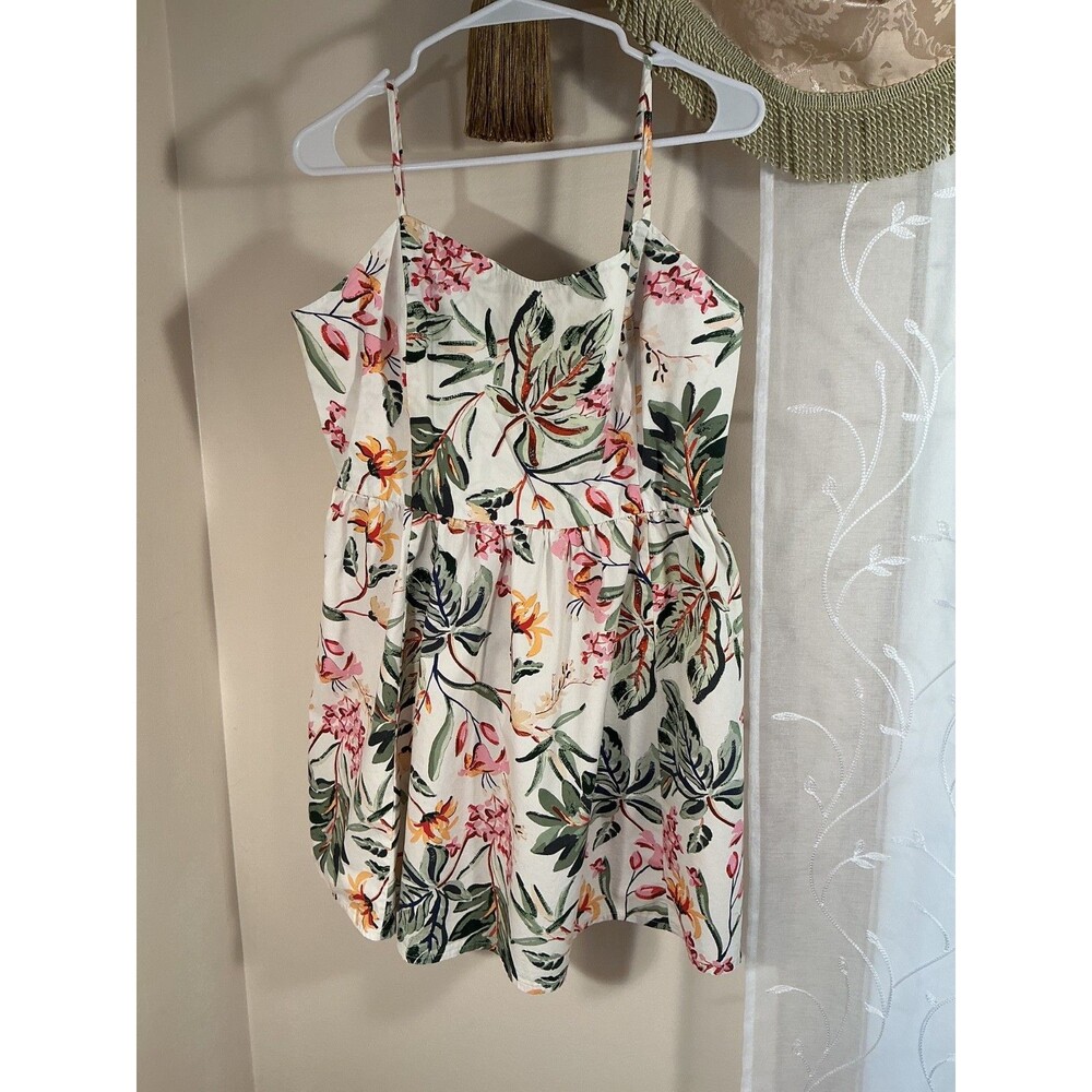 H & M Women's 100% Cotton Adjustable Spaghetti Straps Summer Dress Sz L